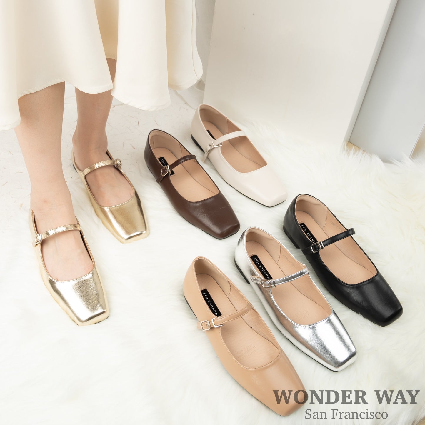 Women Ballet Flats | Women Vintage Shoes | Women Square Toe Flats | Ballerina Flats | Mary Jane Shoes | Square Head Thick Heel Shoes