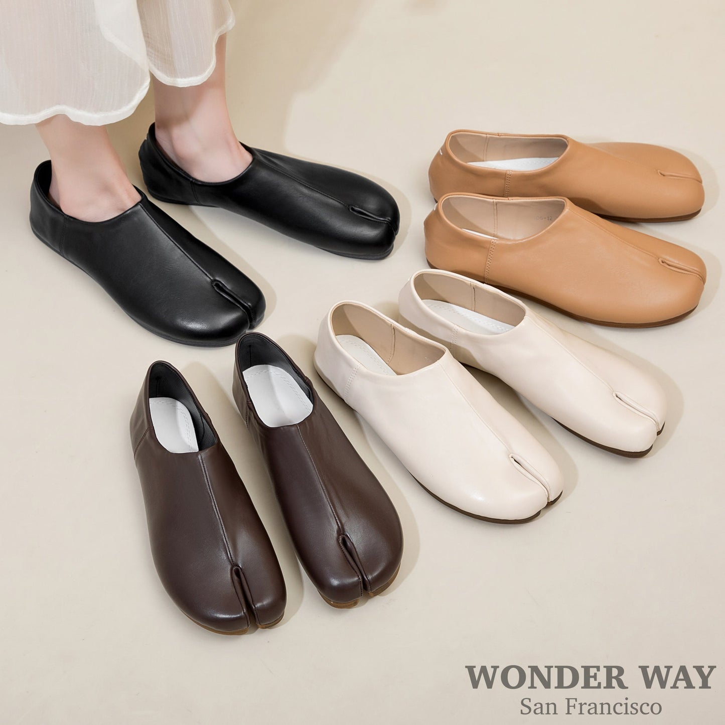 Women Split Toe Mule Slippers | Women Tabi Mary Jane Flats | Tabi Flats Shoes| Women Sandal Split Toe