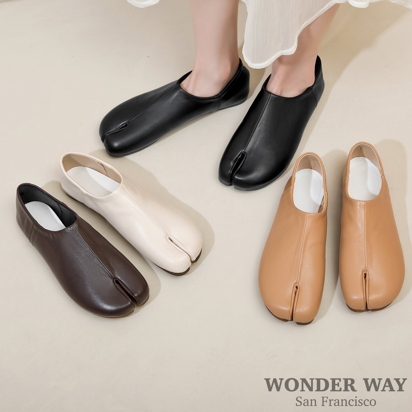 Women Split Toe Mule Slippers | Women Tabi Mary Jane Flats | Tabi Flats Shoes| Women Sandal Split Toe