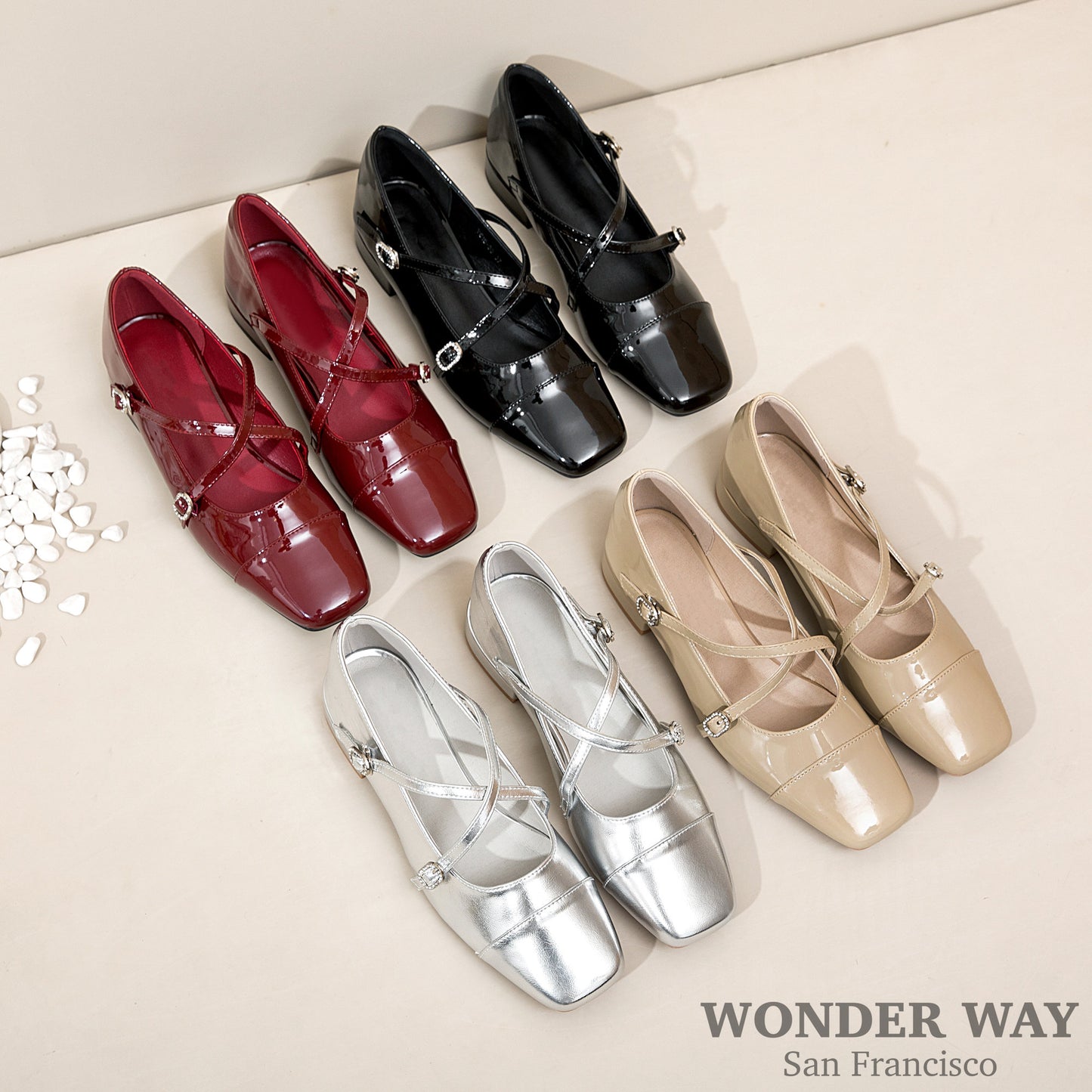 Women Mary Jane Pumps | Retro Strap Ballerina Flats | Ballet Shoes | Women Vintage Red Silver Black Khai Platform Heels