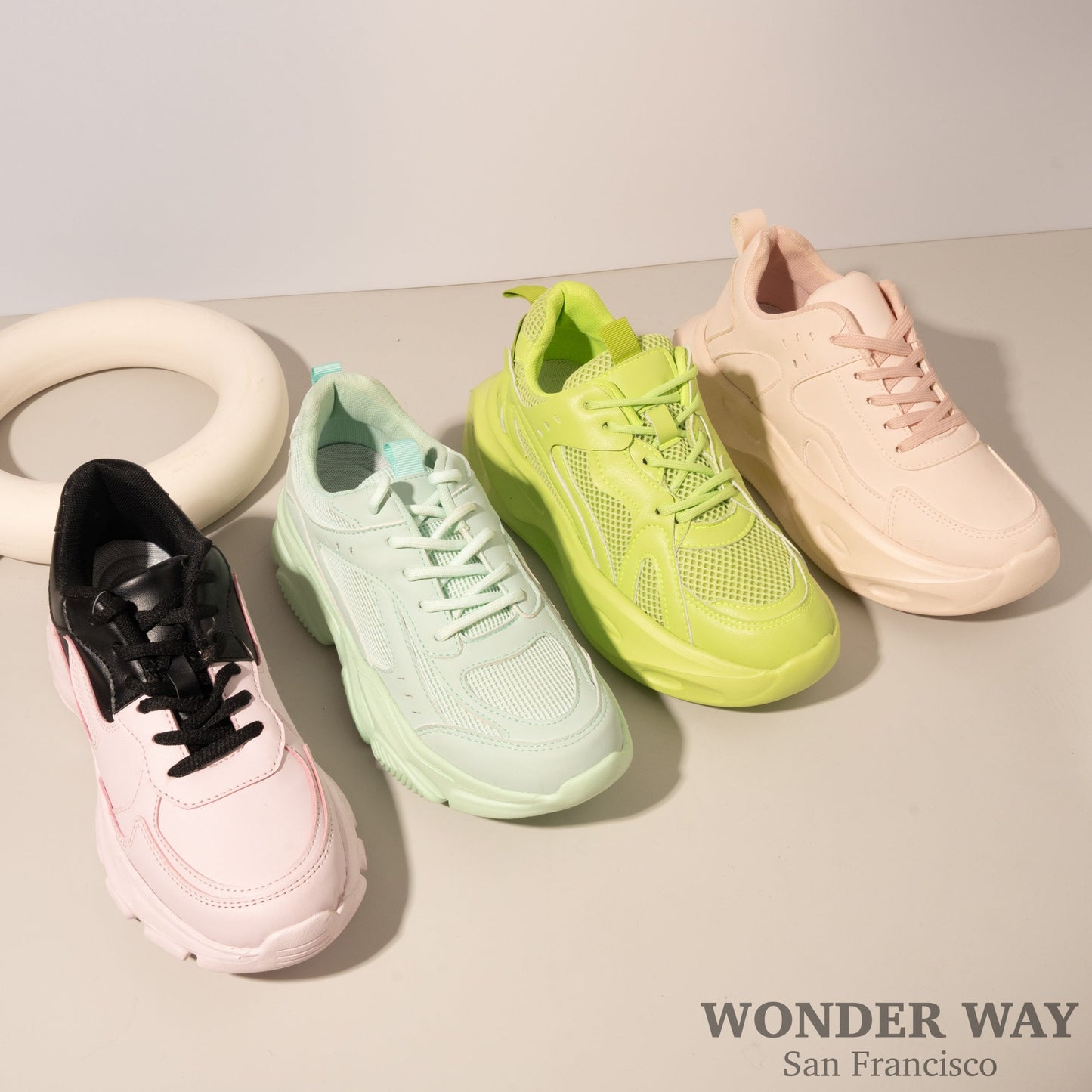 Women Macaron Color Chunky Thick Sneakers | Women Trainers | Women Personalize Sneakers | Ice Cream Color Everyday Shoes |Women Casual Shoes