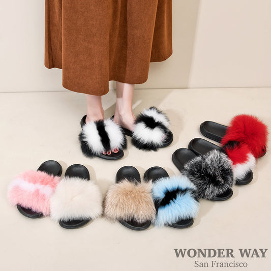 Fur Slippers For Women |  Fuzzy Slippers Indoor Outdoor | Faux Fur Slippers Women |  Open Toe Slides | Gifts For Her
