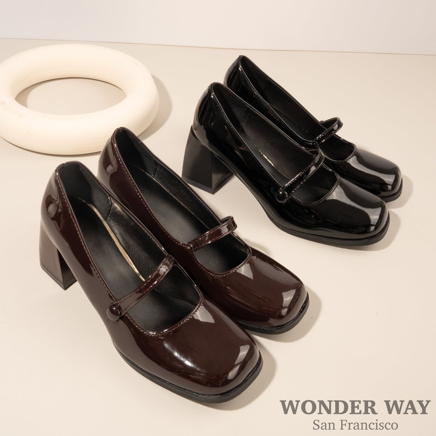 Mary Jane Block Heels | Women Vintage Block Heels | Square Toe Block Heels | Vintage Cow Patent Leather Heel | Women Ballet Leather Shoes |