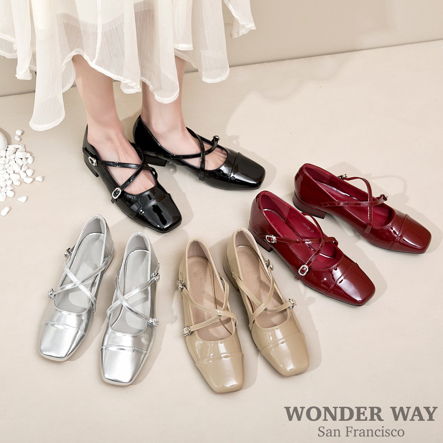 Women Mary Jane Pumps | Retro Strap Ballerina Flats | Ballet Shoes | Women Vintage Red Silver Black Khai Platform Heels