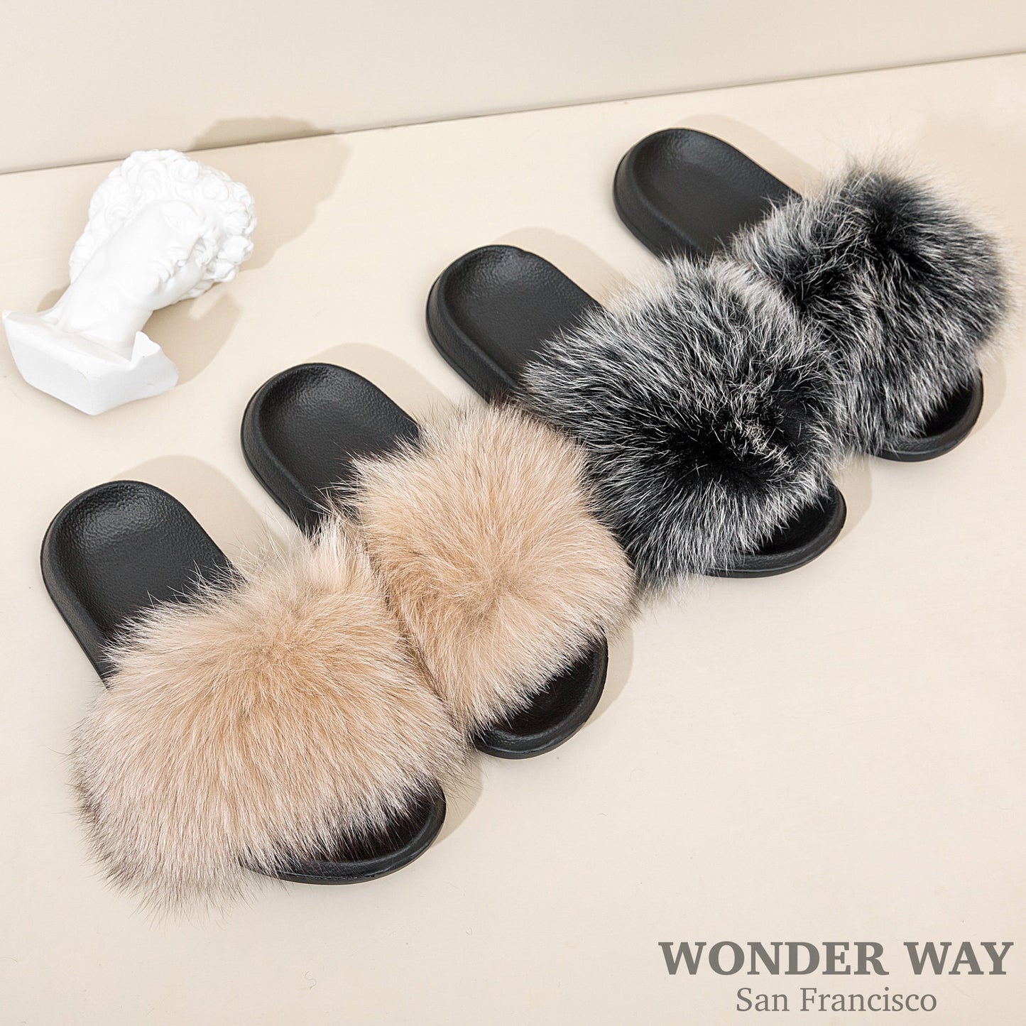 Fur Slippers For Women |  Fuzzy Slippers Indoor Outdoor | Faux Fur Slippers Women |  Open Toe Slides | Gifts For Her